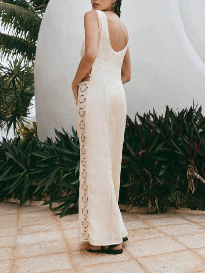 Amelia - Printed Hoop-Embellished Midi Dress
