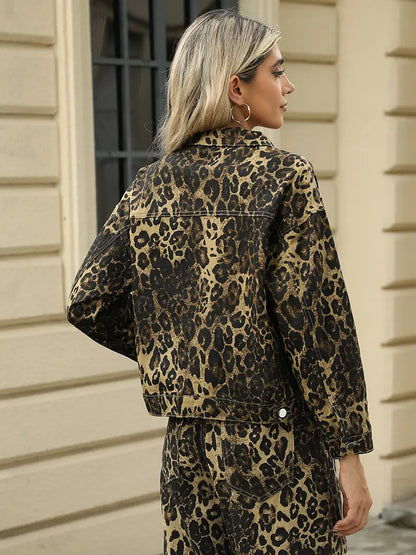 Leopard Luxe Denim Jacket Set