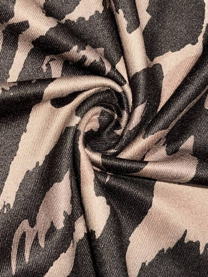 Leopard Curve Split Skirt