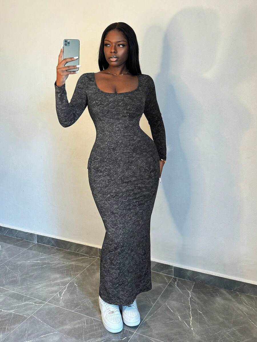 Charcoal Curve Rib Maxi