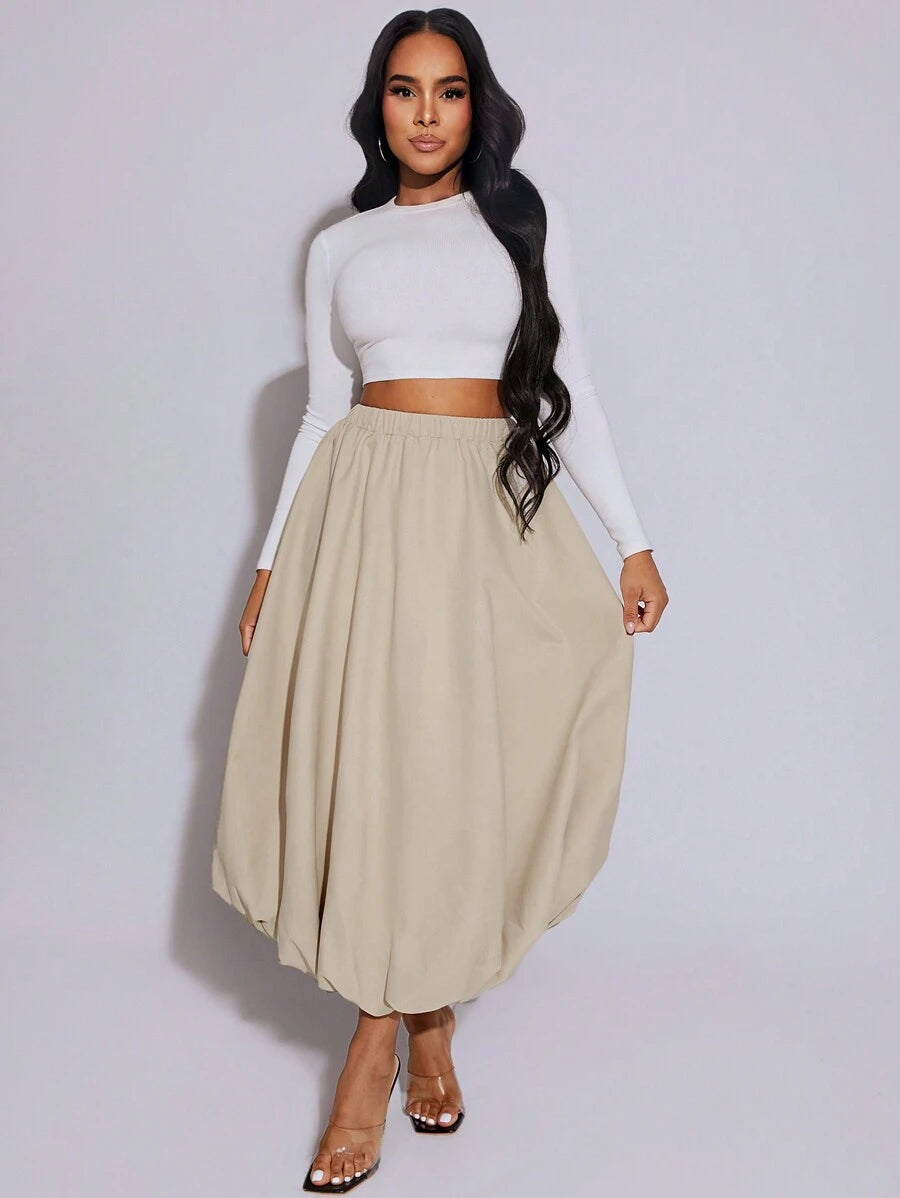 Soft Apricot Bubble Skirt