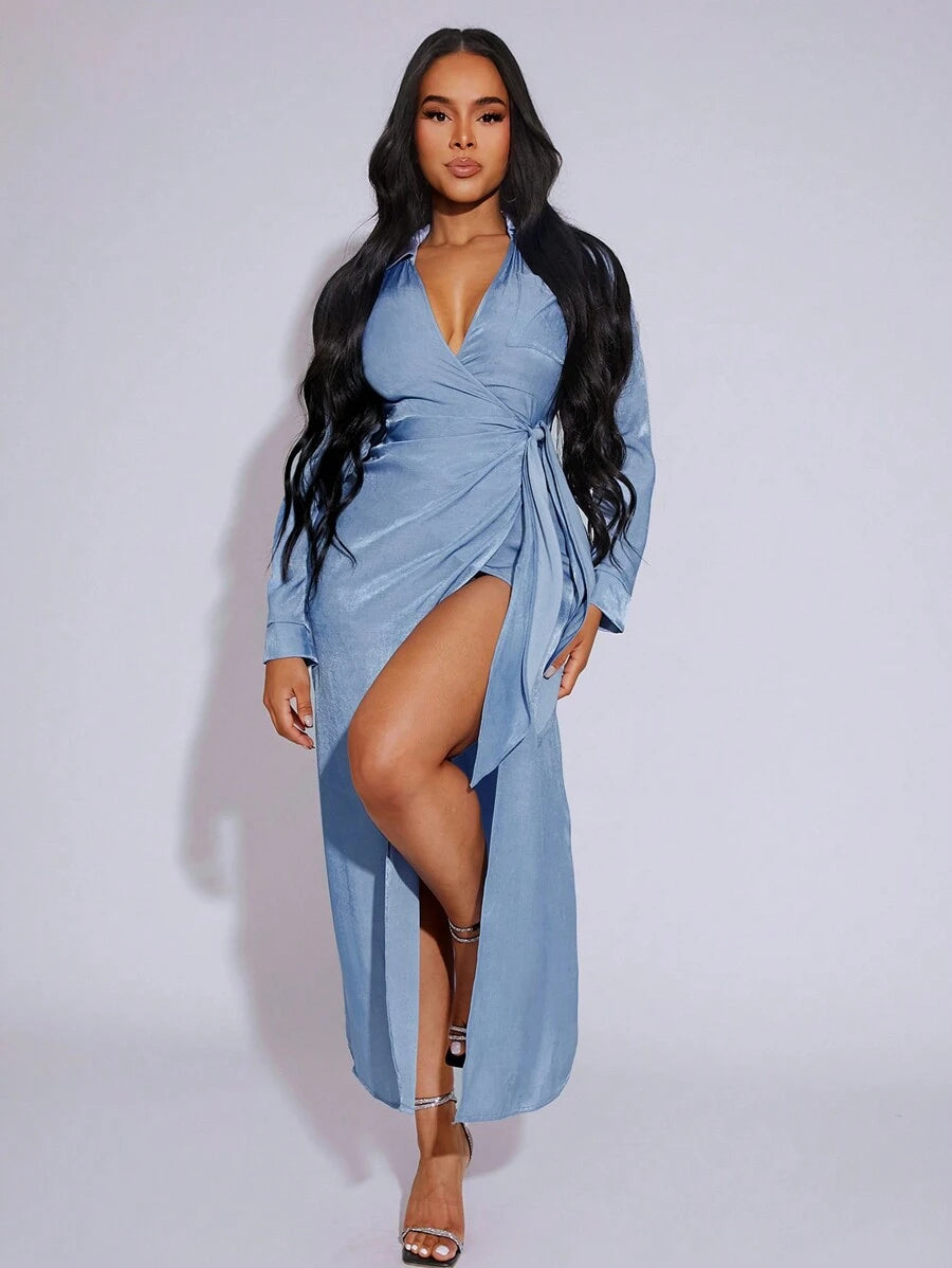 Sky Wrap Slit Gown