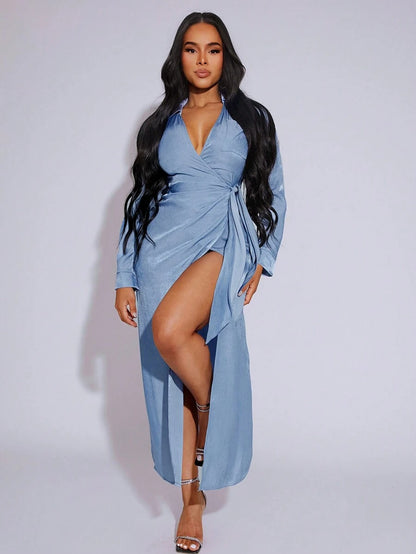 Sky Wrap Slit Gown