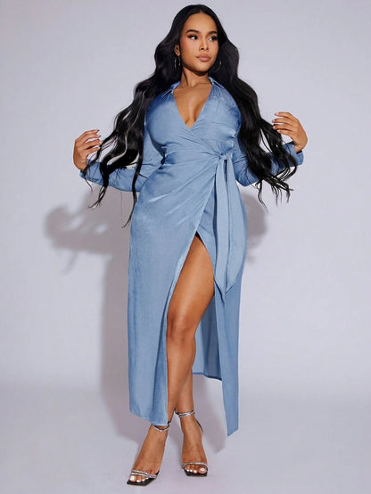 Sky Wrap Slit Gown