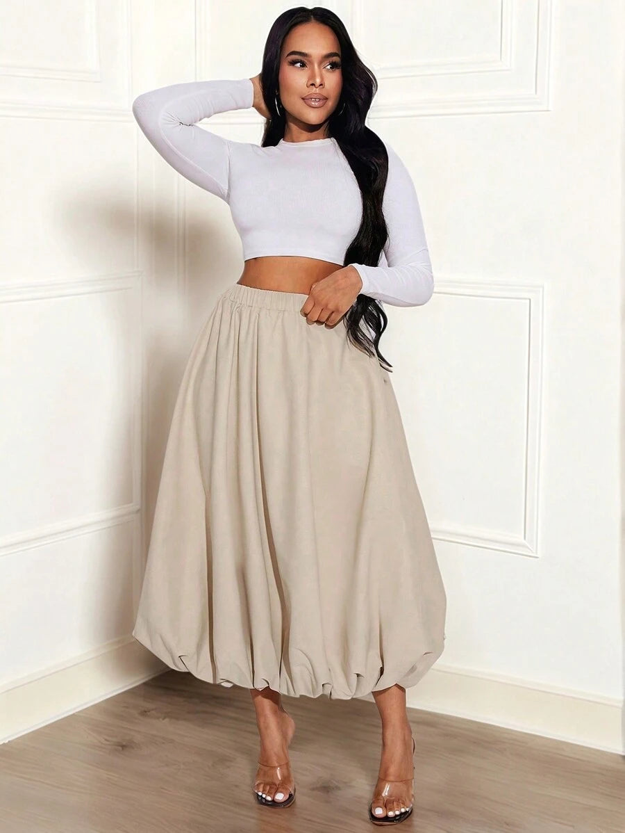 Soft Apricot Bubble Skirt