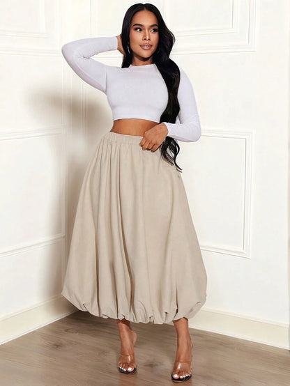 Soft Apricot Bubble Skirt