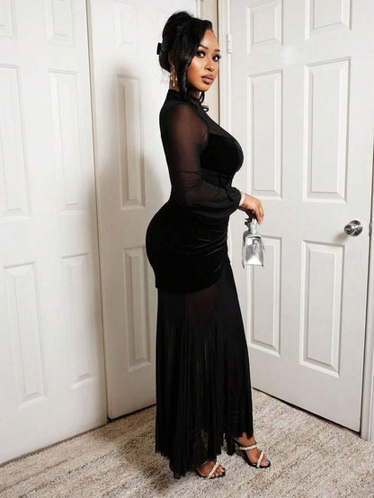 Noir Mesh Majesty Gown