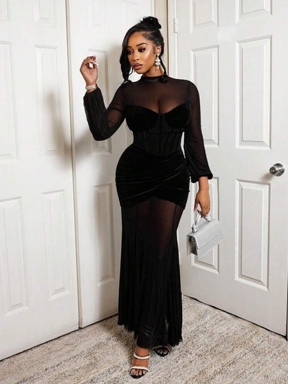 Noir Mesh Majesty Gown