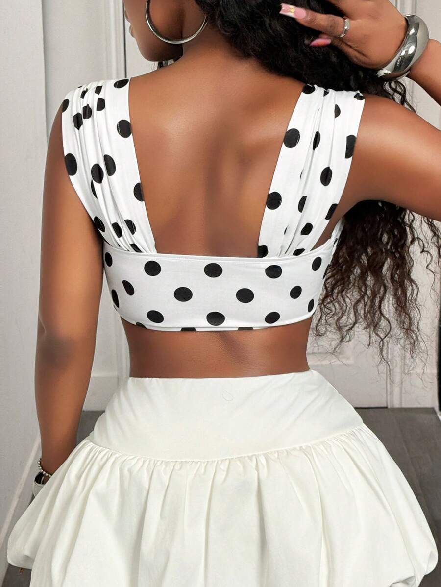Polka Dot Twist Crop Top
