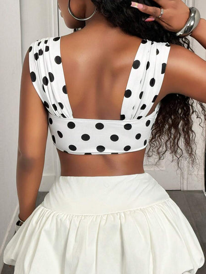 Polka Dot Twist Crop Top
