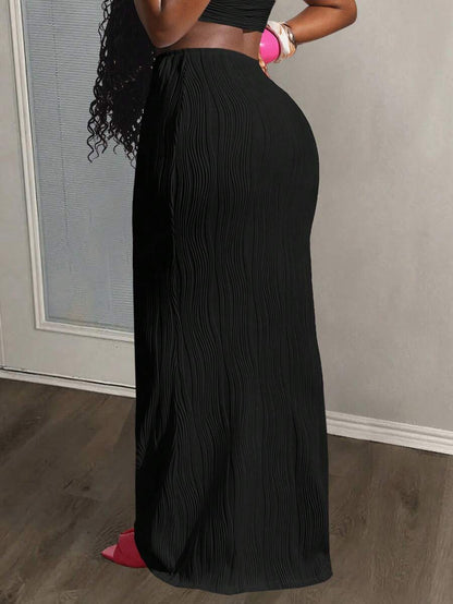 Leopard Curve Split Skirt