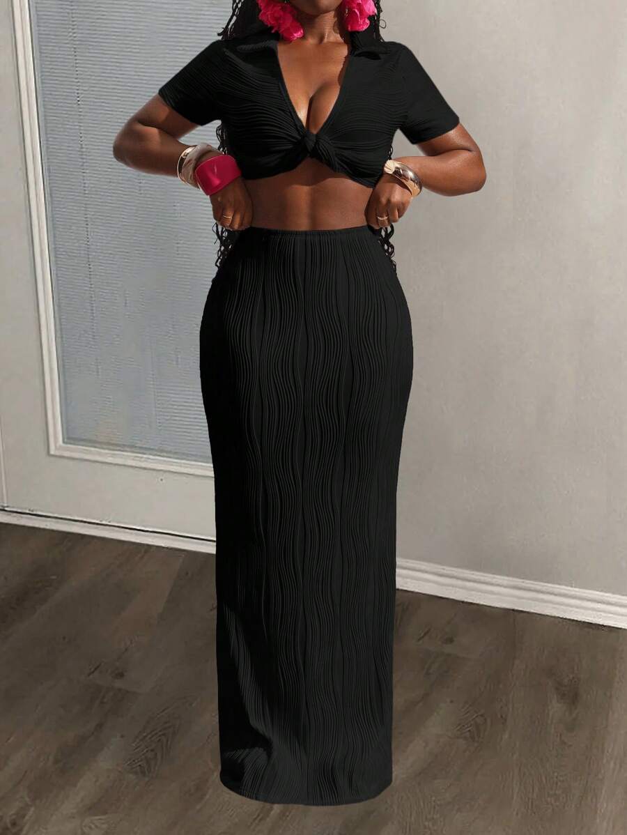 Leopard Curve Split Skirt