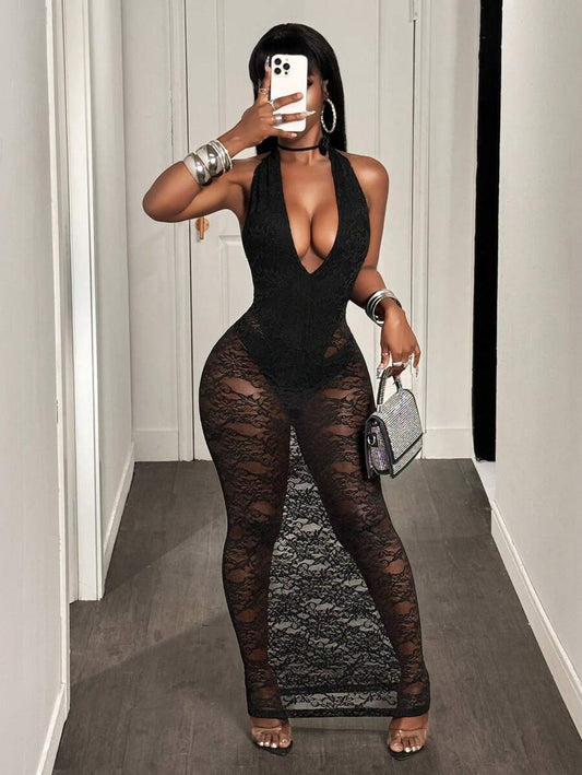 Burgundy Lace Siren Gown