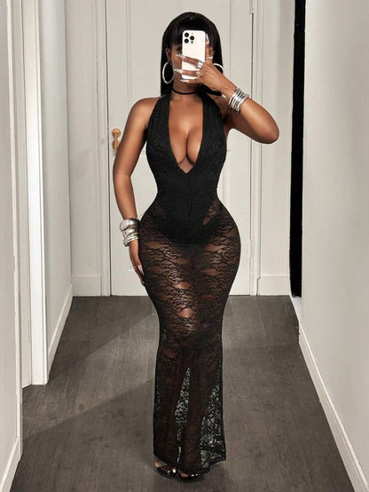 Burgundy Lace Siren Gown