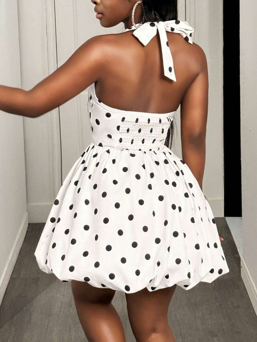 Dot Play Ruffle Swing Mini Dress