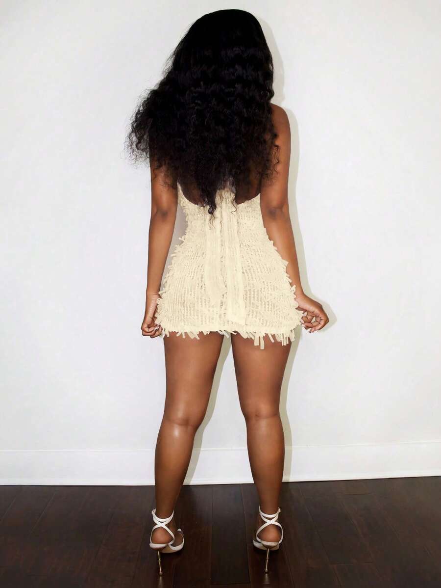 Fringe Sparkle Halter Mini