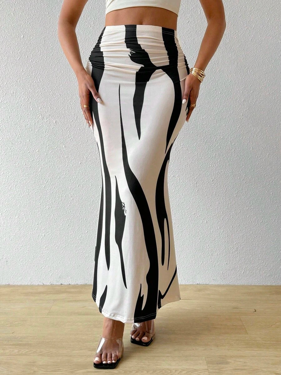 Monochrome Wave Mermaid Skirt