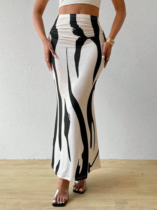 Monochrome Wave Mermaid Skirt