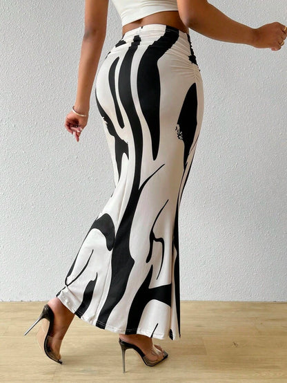 Monochrome Wave Mermaid Skirt