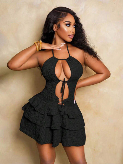 Sunset Tiered Knot Mini Dress