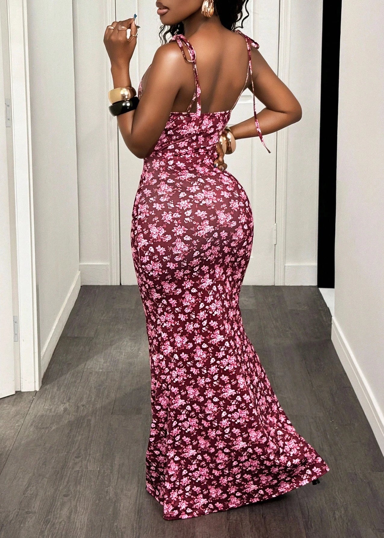 Burgundy Bloom Bodycon