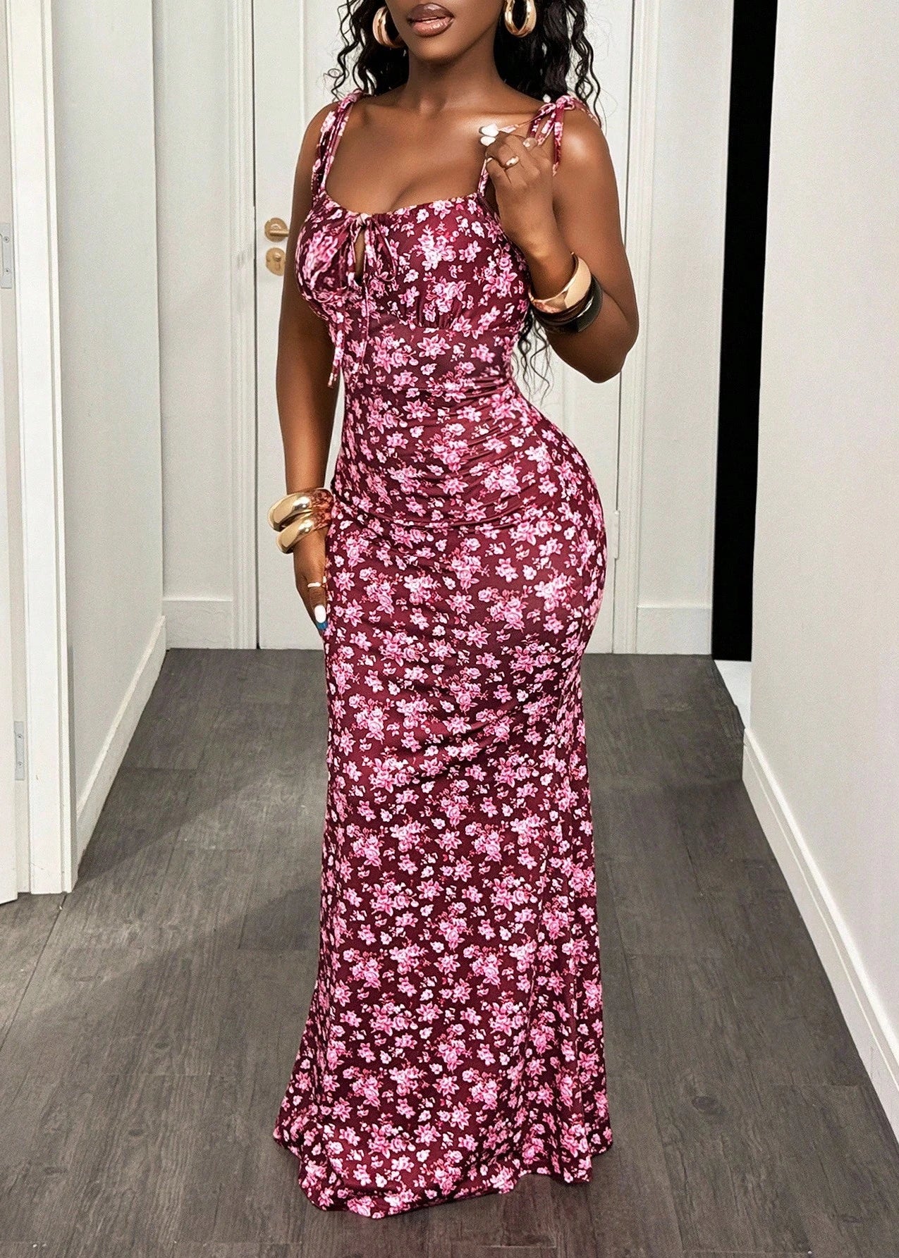 Burgundy Bloom Bodycon