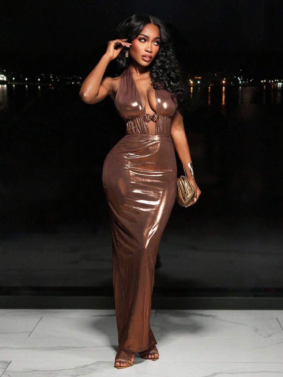 Bronze Halo Cutout Maxi