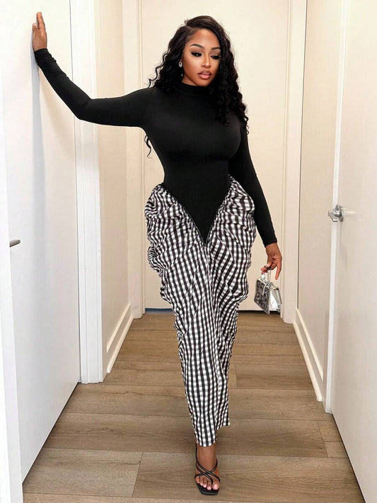 Mono Check Curve Dress