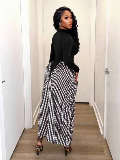 Mono Check Curve Dress