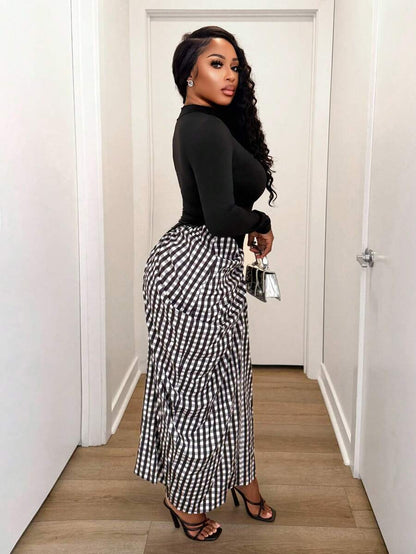 Mono Check Curve Dress