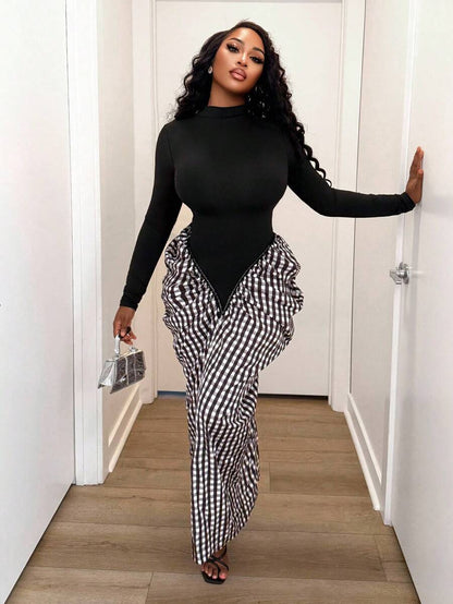 Mono Check Curve Dress