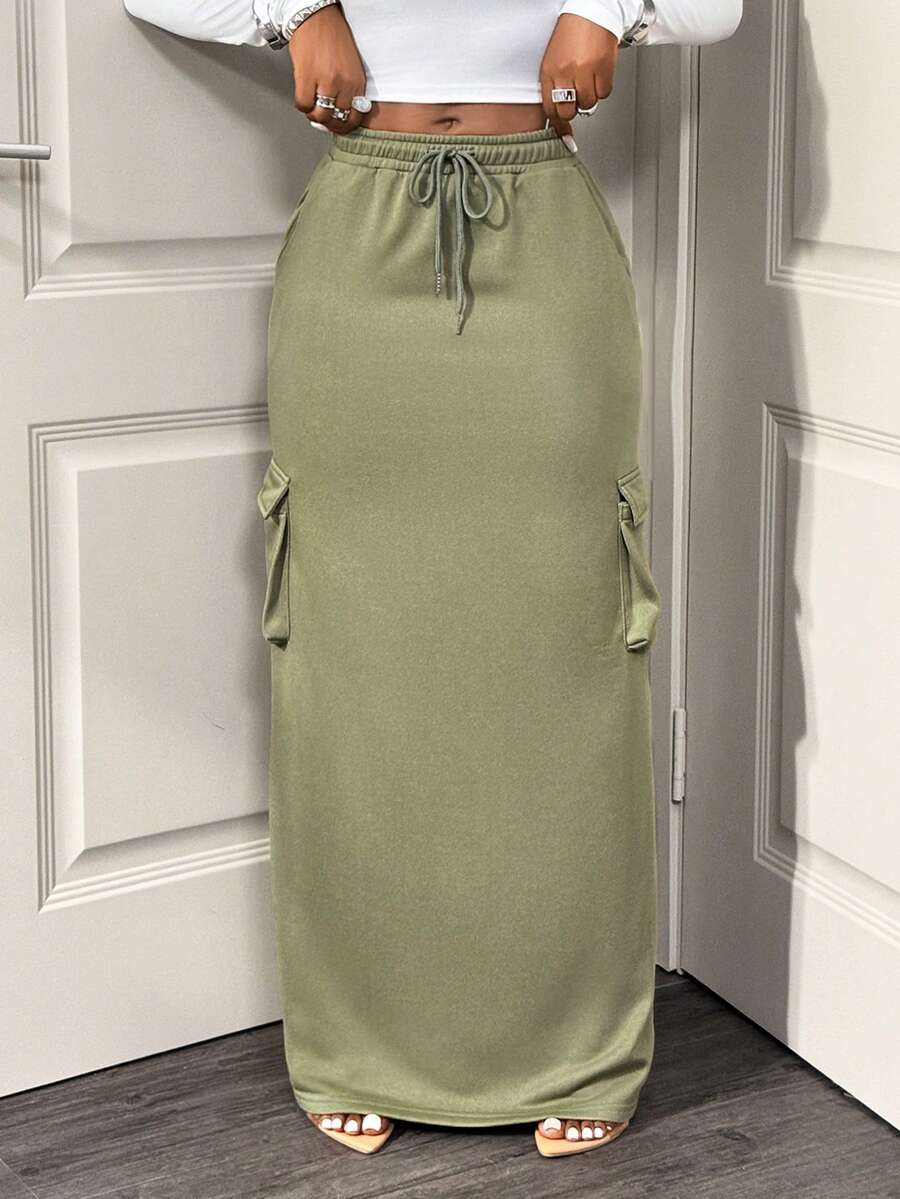 Sage Drawstring Pocket Maxi