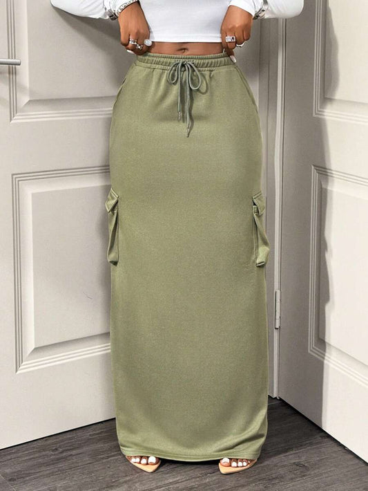 Sage Drawstring Pocket Maxi