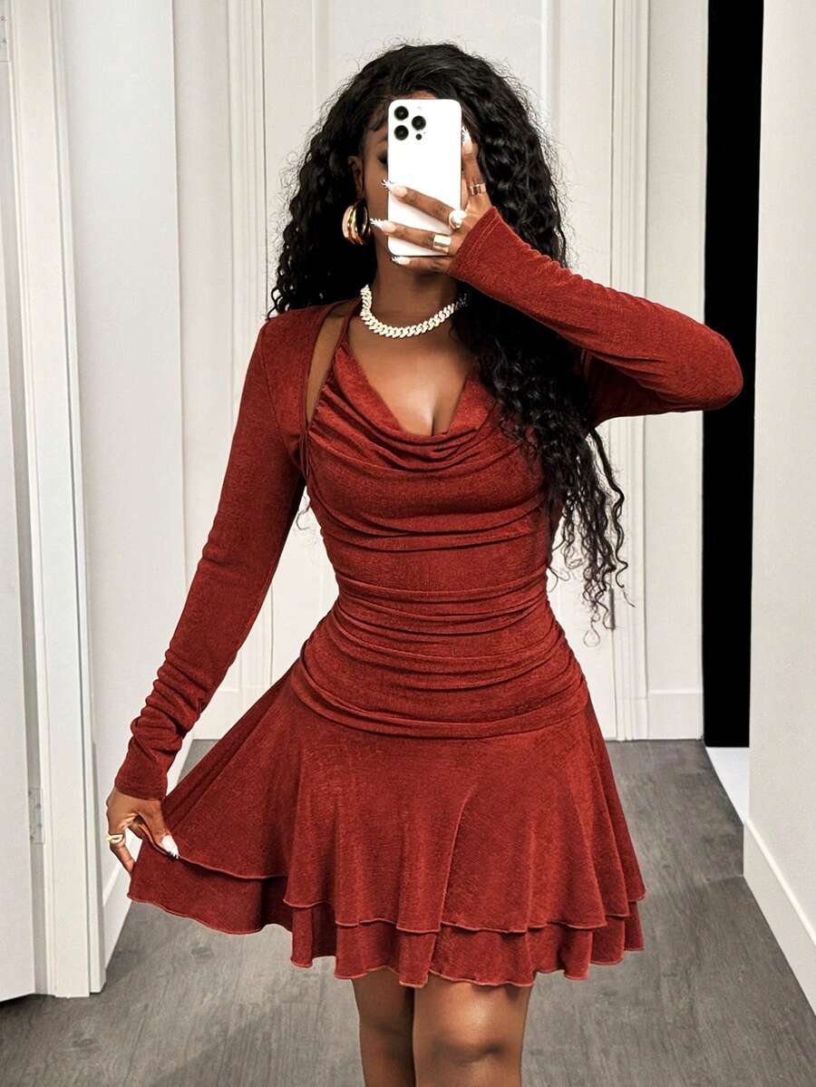 Rust Ruffle Swing Mini