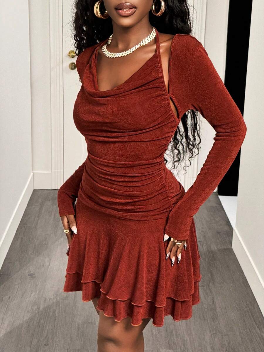 Rust Ruffle Swing Mini