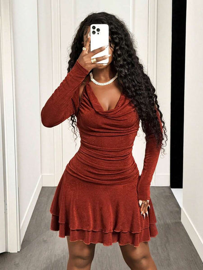 Rust Ruffle Swing Mini