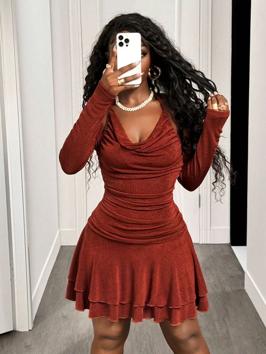 Rust Ruffle Swing Mini