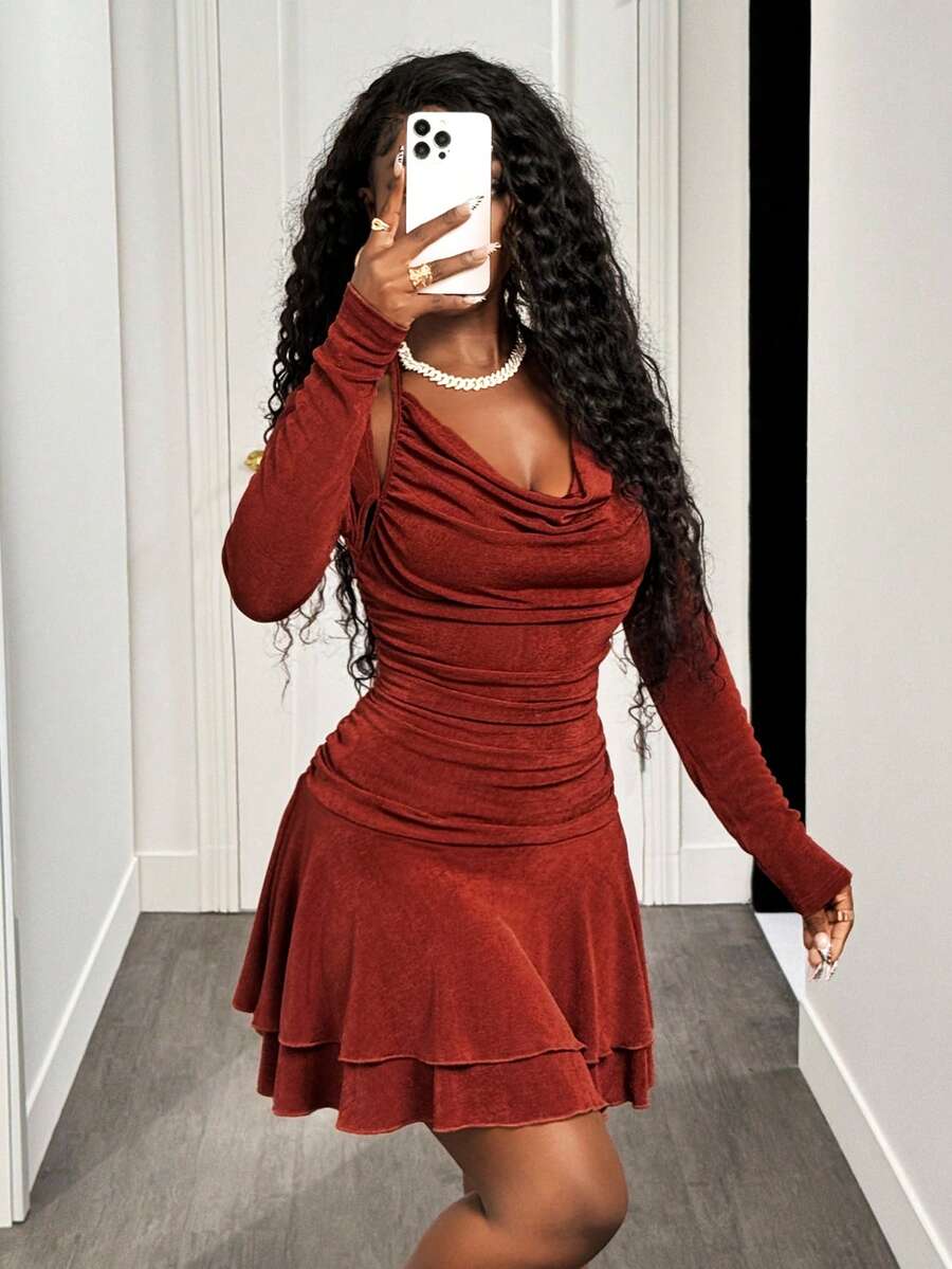 Rust Ruffle Swing Mini