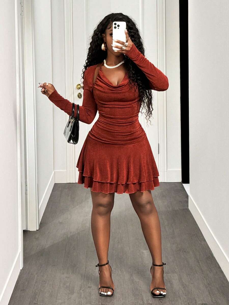 Rust Ruffle Swing Mini