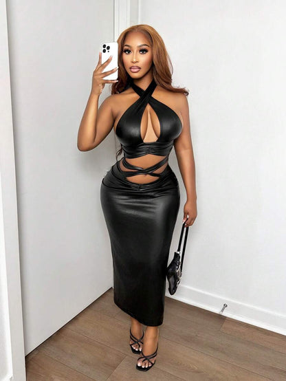 Noir Cross-Strap Midi