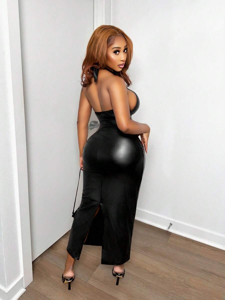 Noir Cross-Strap Midi