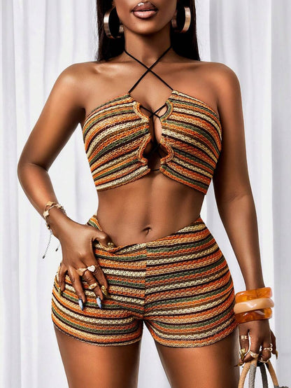 Sunset Stripe Knit Shorts