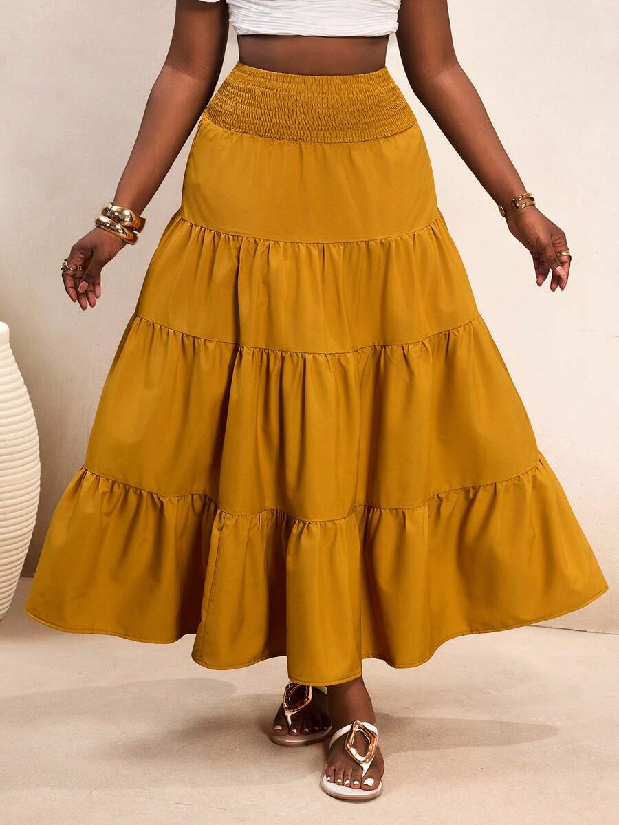 Golden Muse Tiered Maxi Skirt