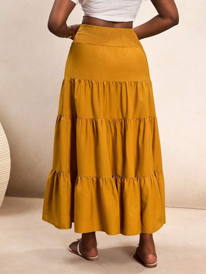 Golden Muse Tiered Maxi Skirt