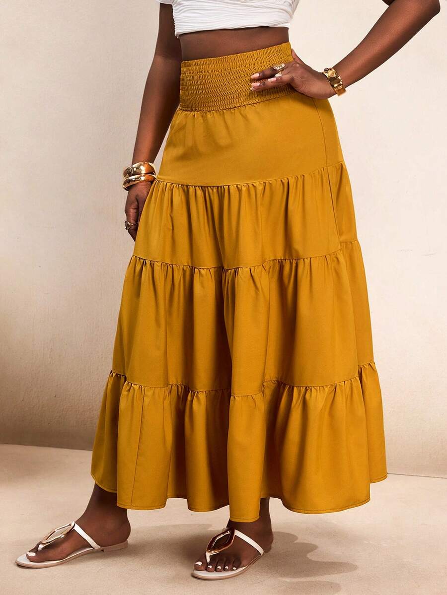 Golden Muse Tiered Maxi Skirt