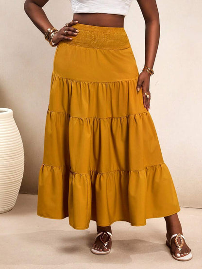 Golden Muse Tiered Maxi Skirt