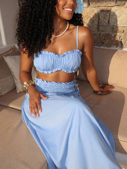Sky Breeze Ruffle Maxi Skirt