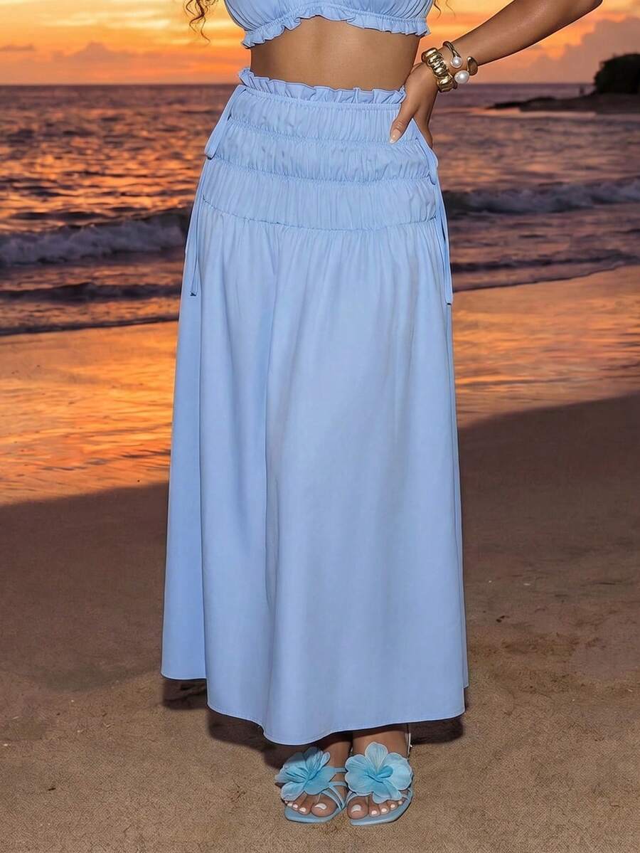 Sky Breeze Ruffle Maxi Skirt