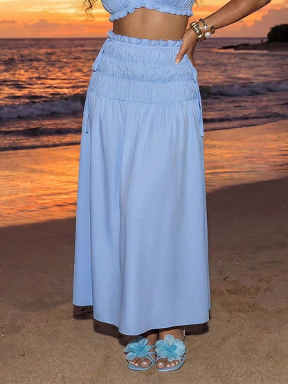 Sky Breeze Ruffle Maxi Skirt