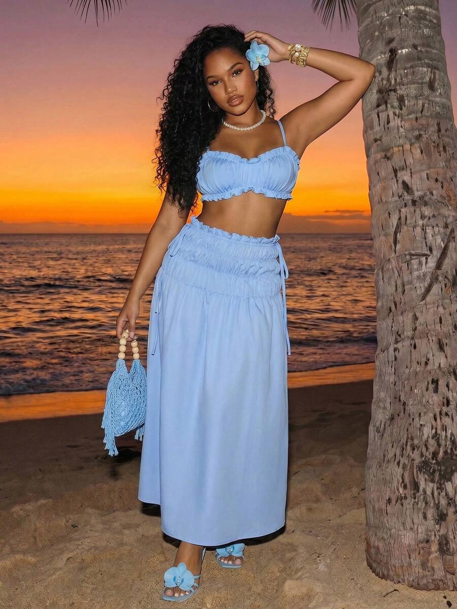 Sky Breeze Ruffle Maxi Skirt